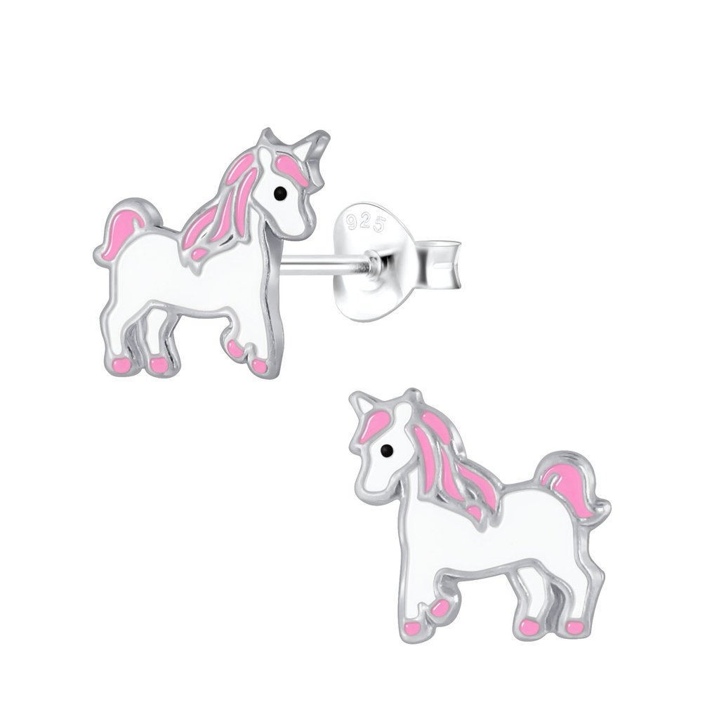Silver Unicorn Stud Earrings