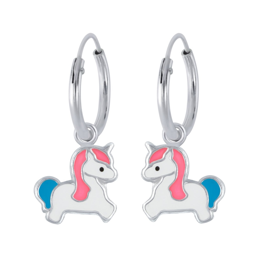 Créoles breloque licorne en argent