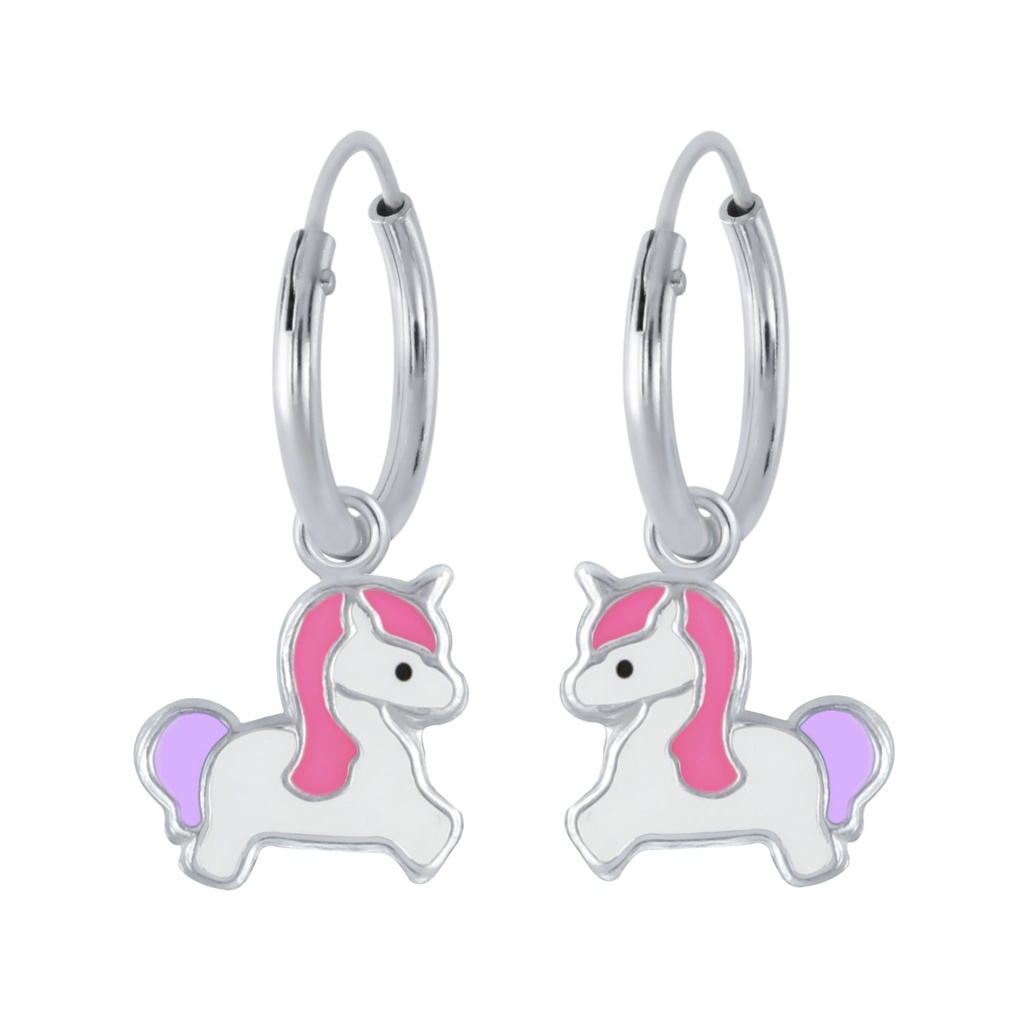 [10002267] Créoles breloque licorne en argent
