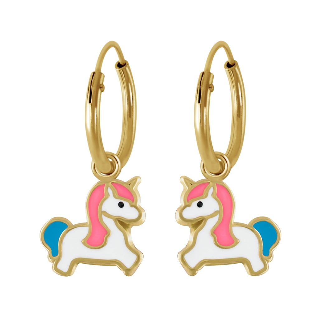 [10002258] Créoles breloque licorne en argent
