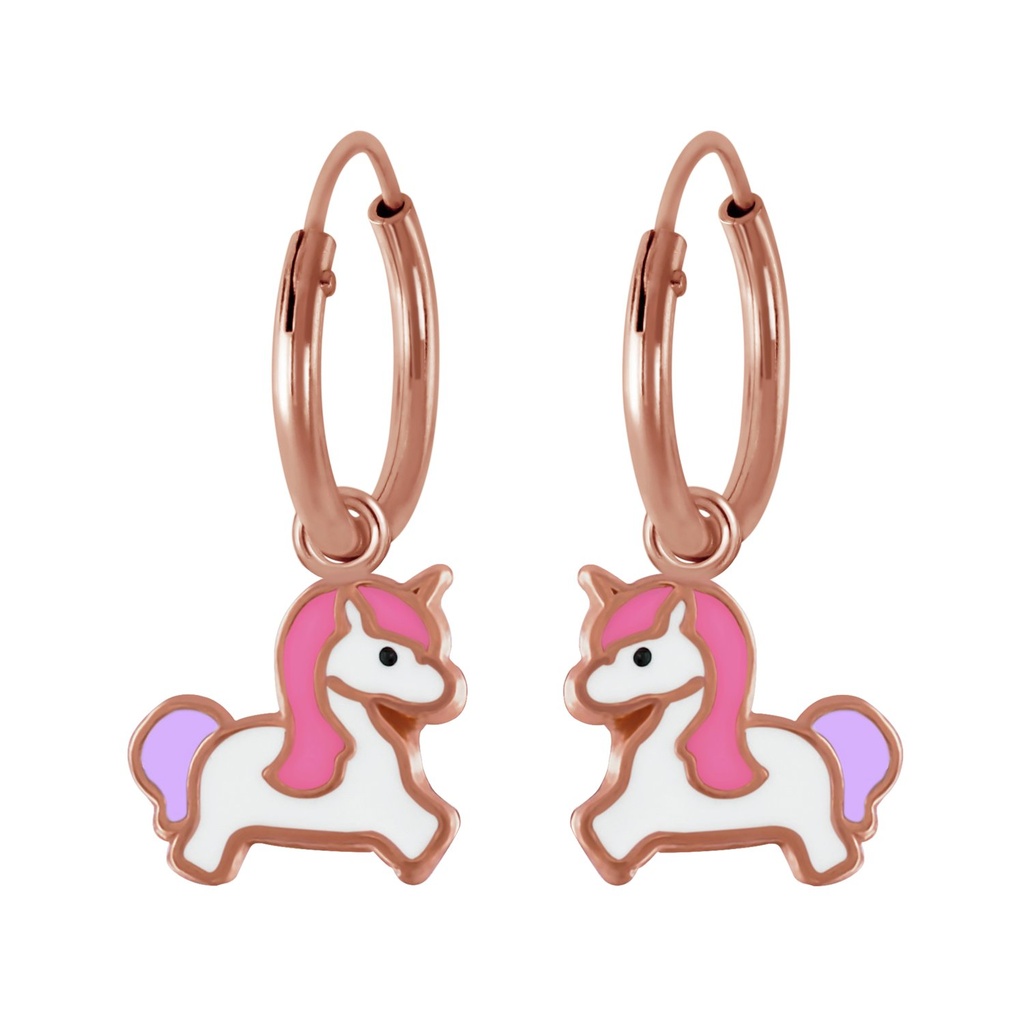 [10002257] Créoles breloque licorne en argent