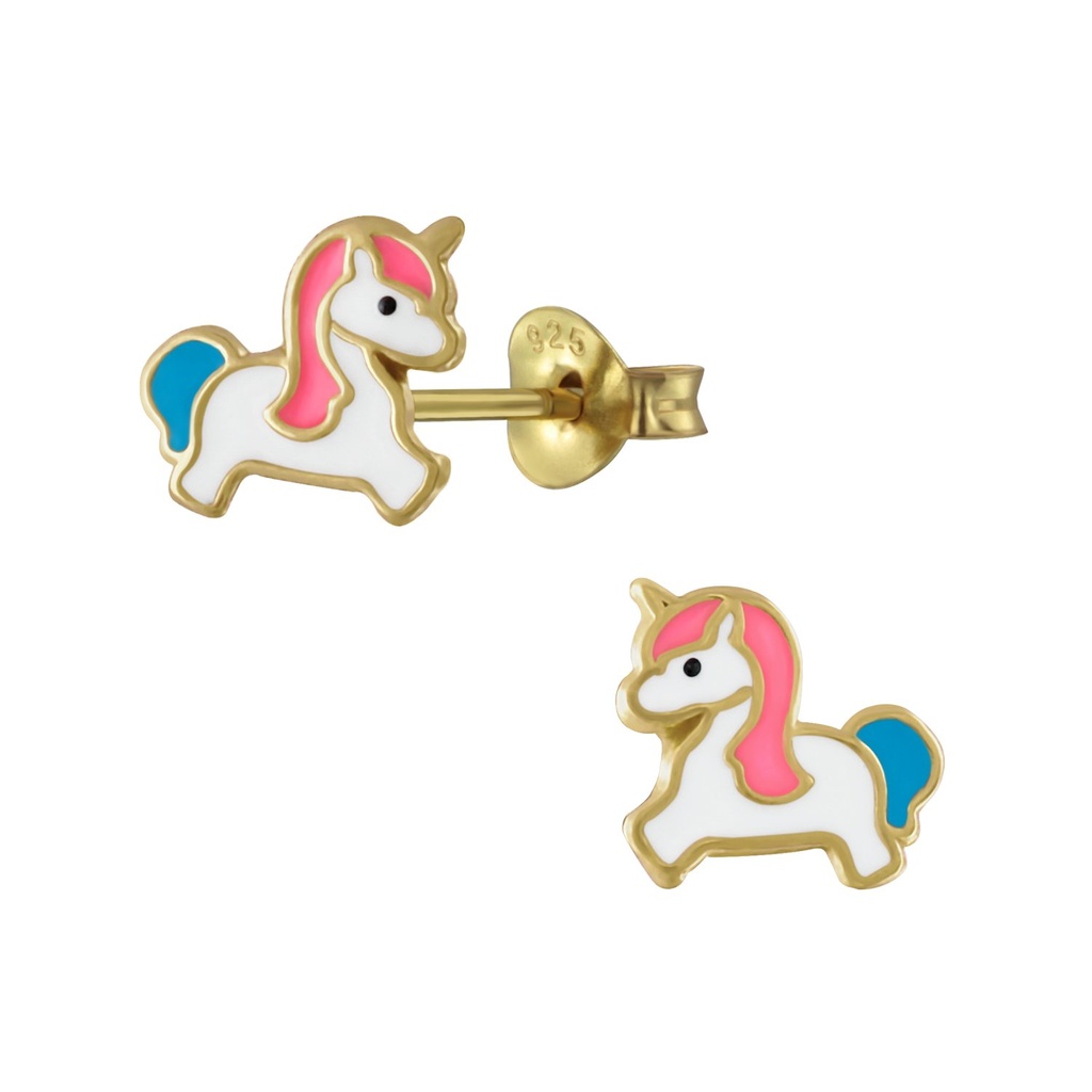 Silver Unicorn Stud Earrings