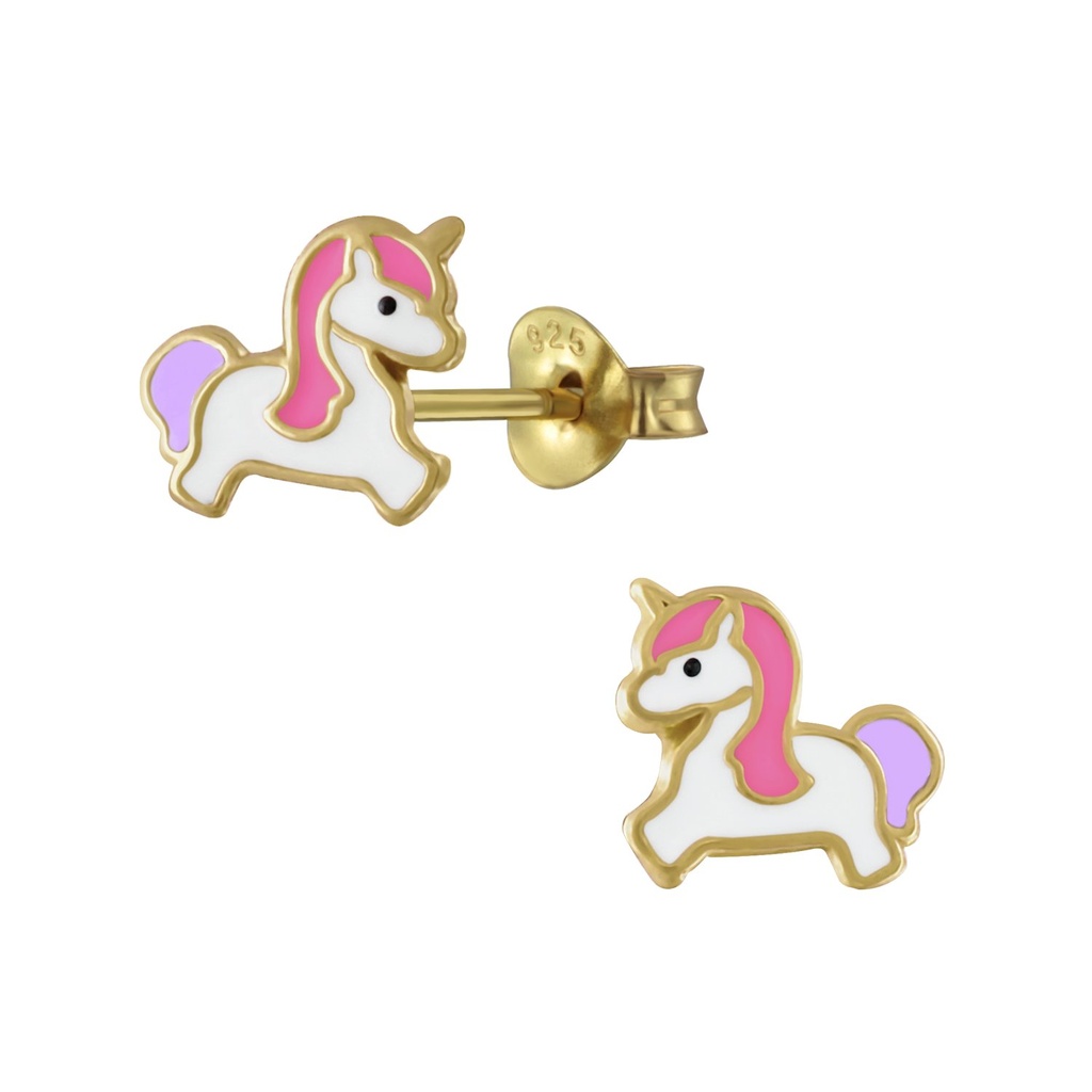 Silver Unicorn Stud Earrings