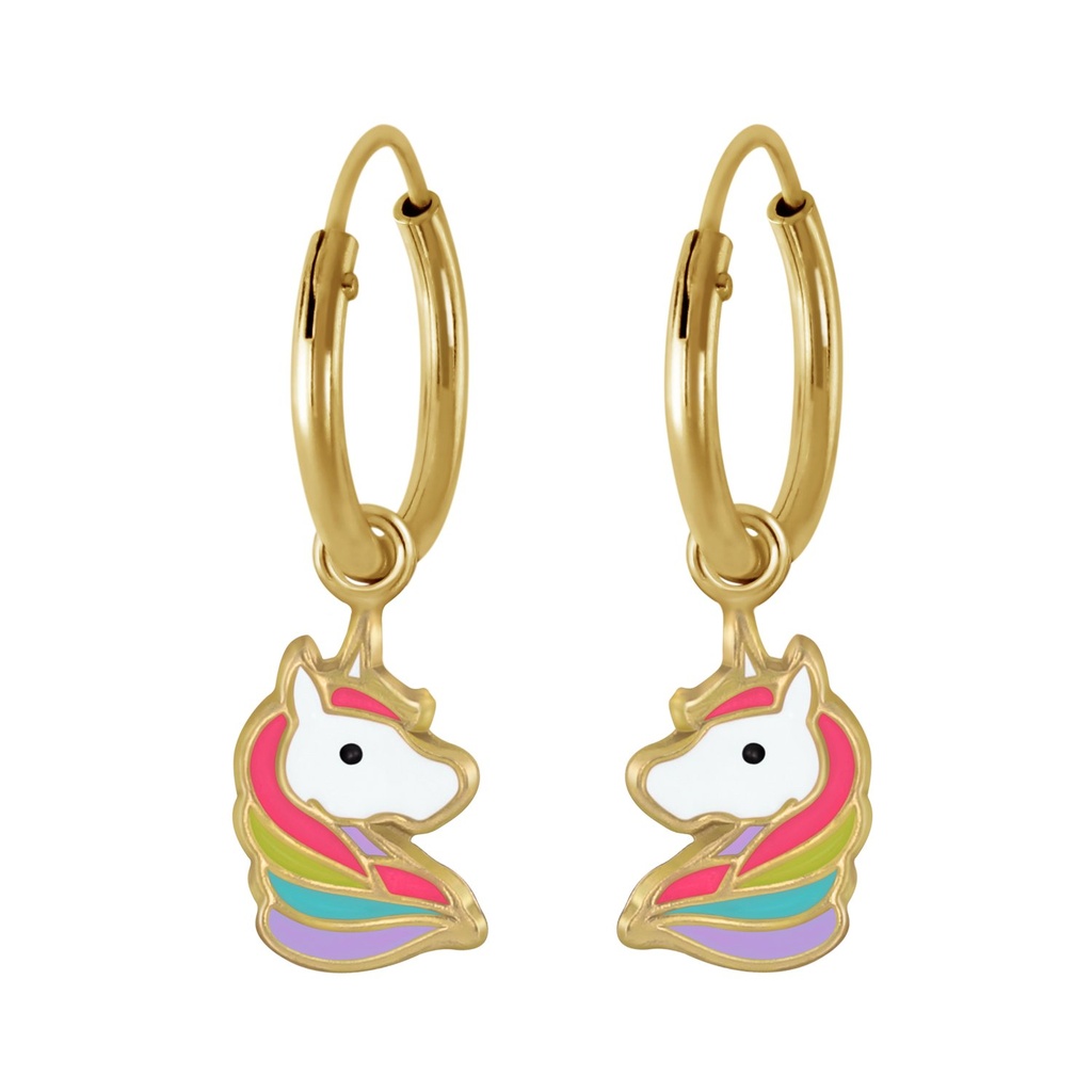 [10002249] Silver Unicorn Charm Hoop Earrings