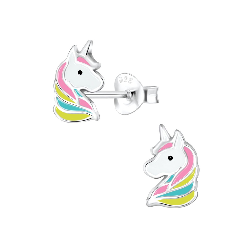 Silver Unicorn Stud Earrings
