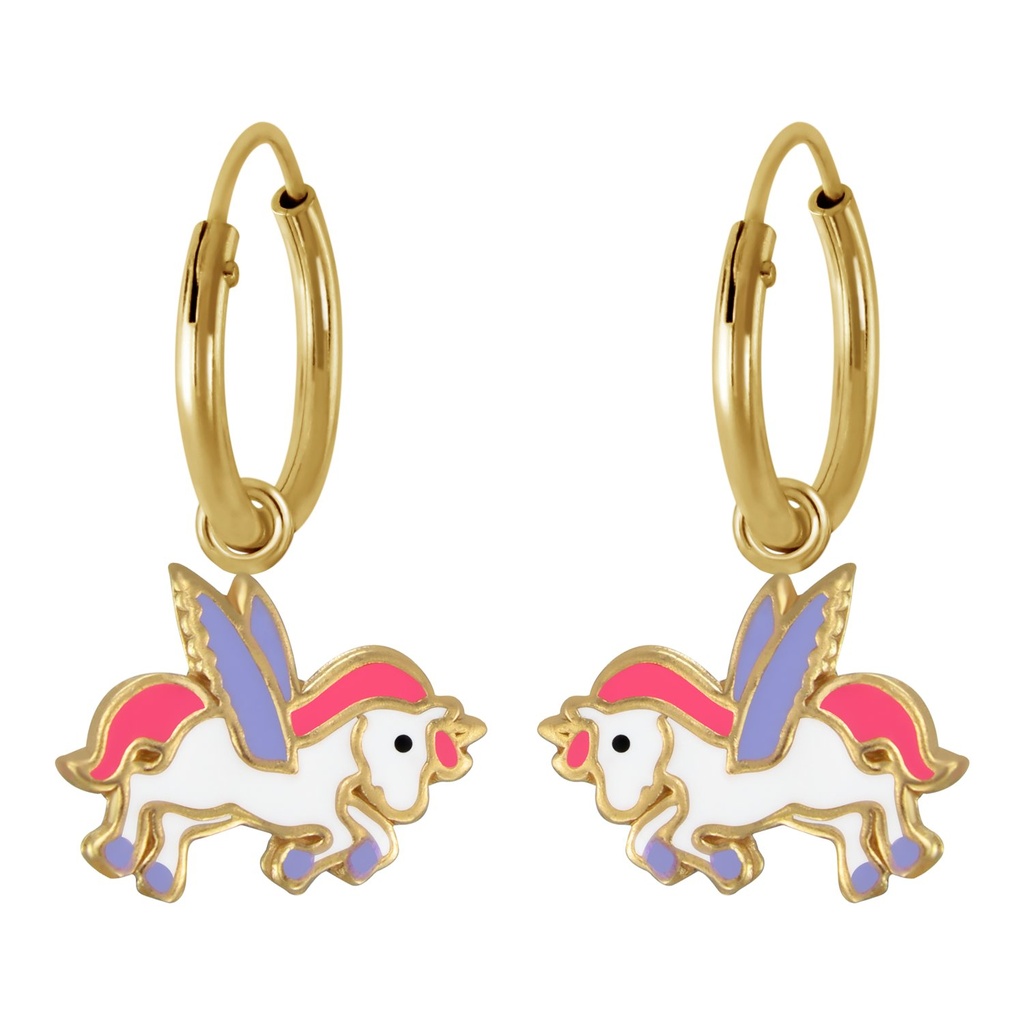 Créoles breloque licorne ailée en argent