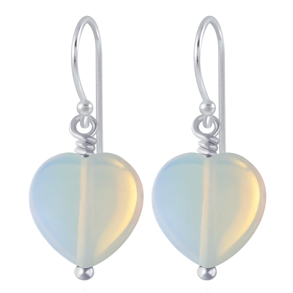 Boucles d'oreilles perle cœur faite main en argent