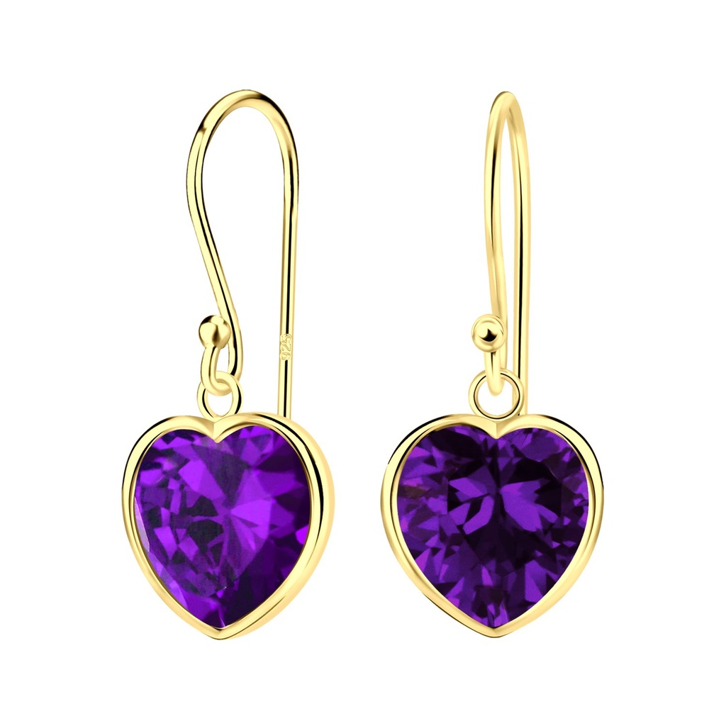 Boucles d'oreilles en argent zircon cœur 10 mm