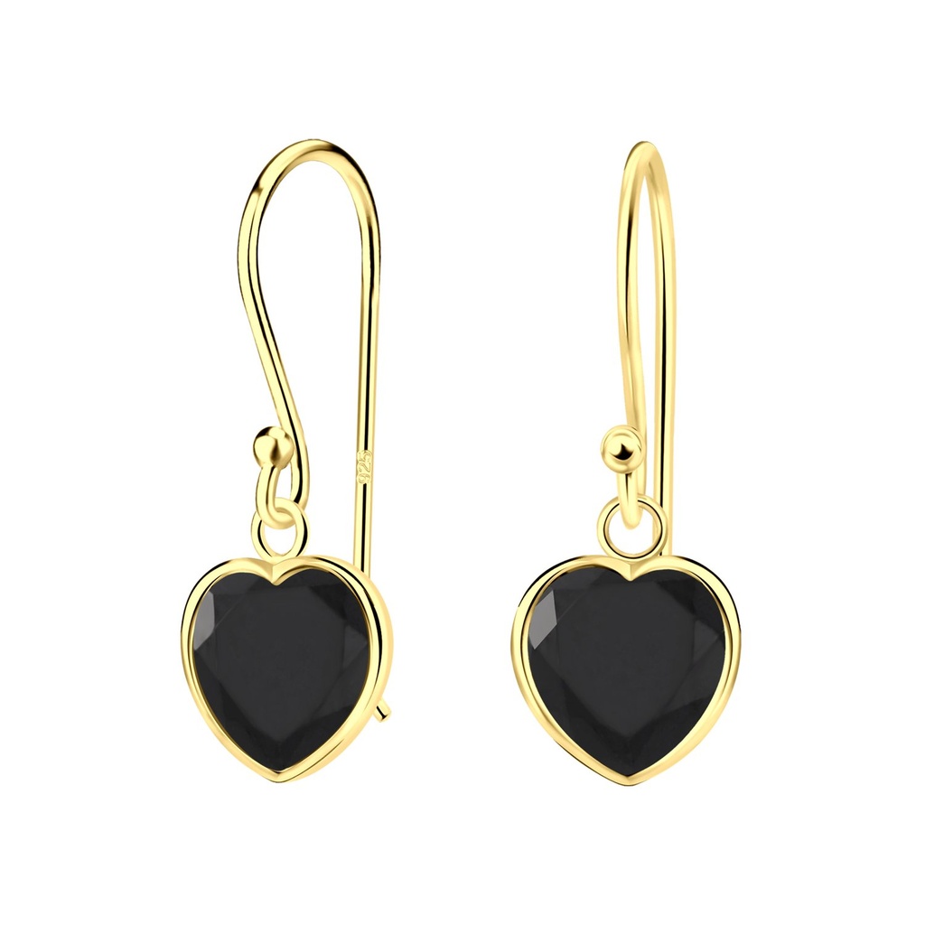 [10002170] Boucles d'oreilles en argent zircon cœur 8 mm (Black)