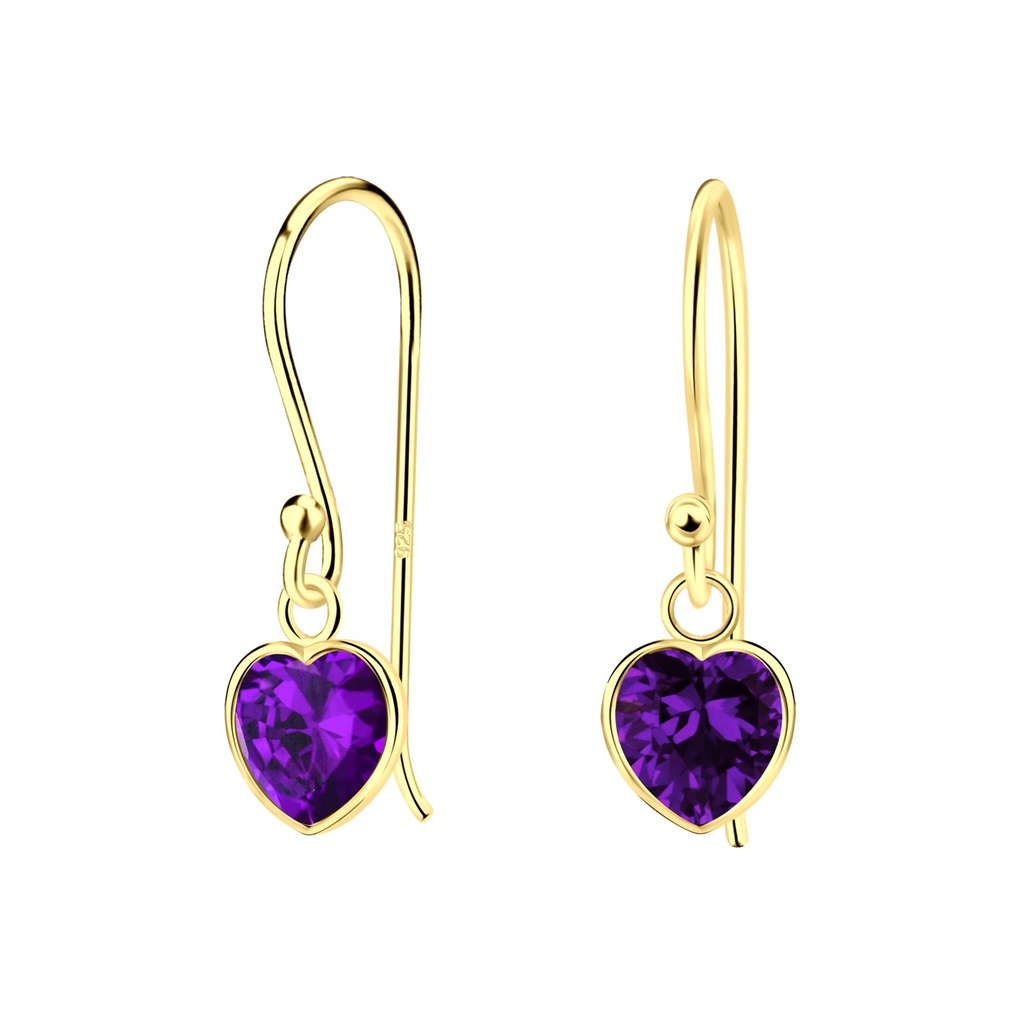 Boucles d'oreilles en argent zircon cœur 6 mm