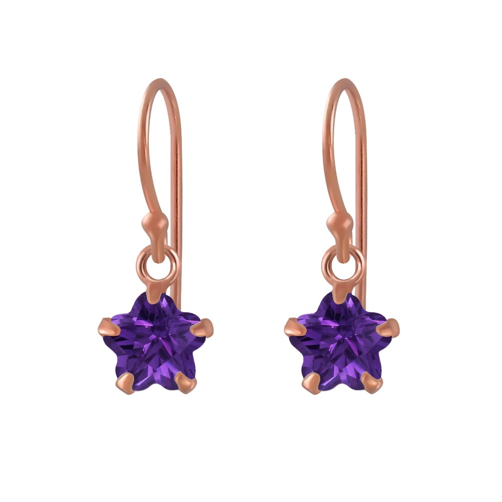 6mm Flower Cubic Zirconia Silver Earrings