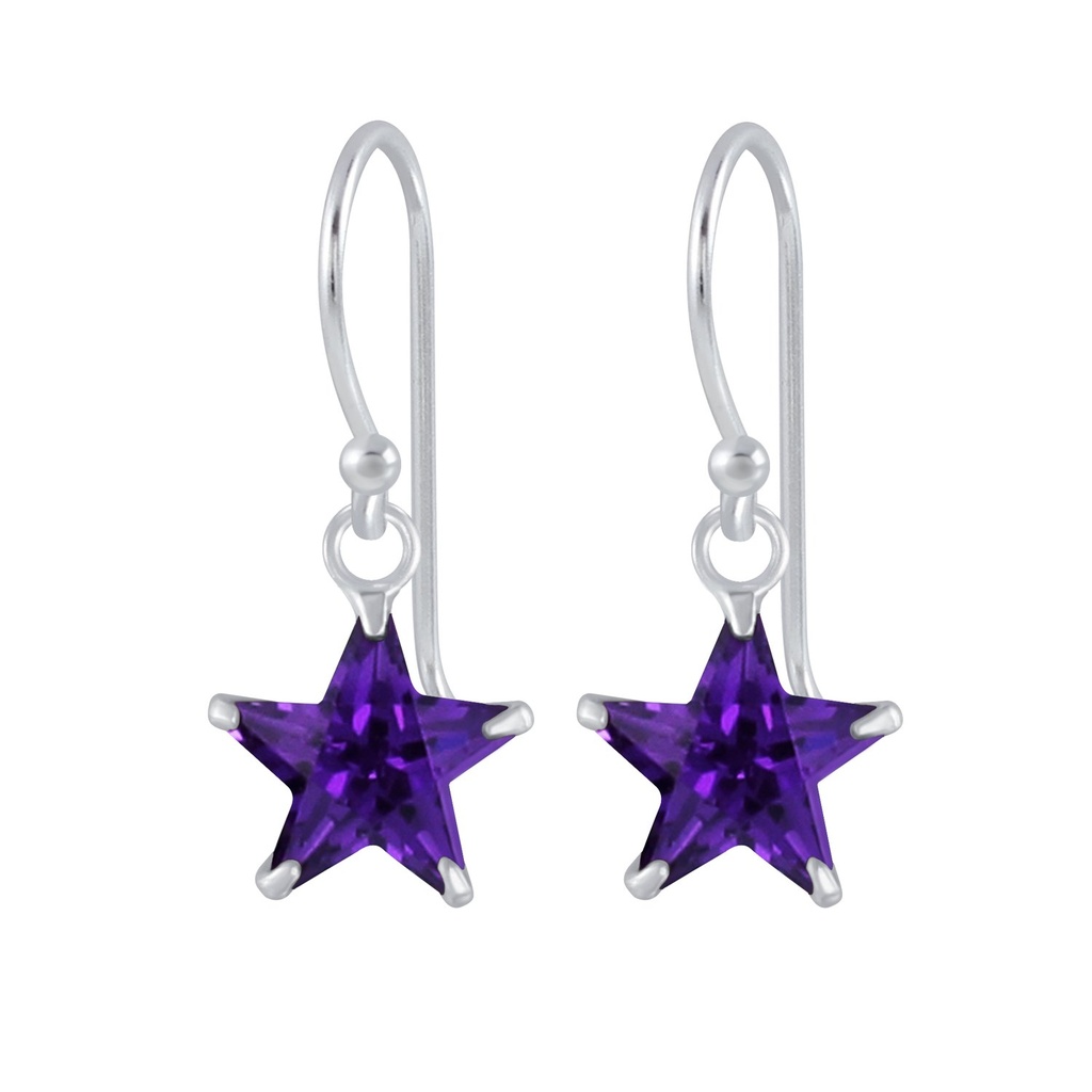 8mm Star Cubic Zirconia Silver Earrings