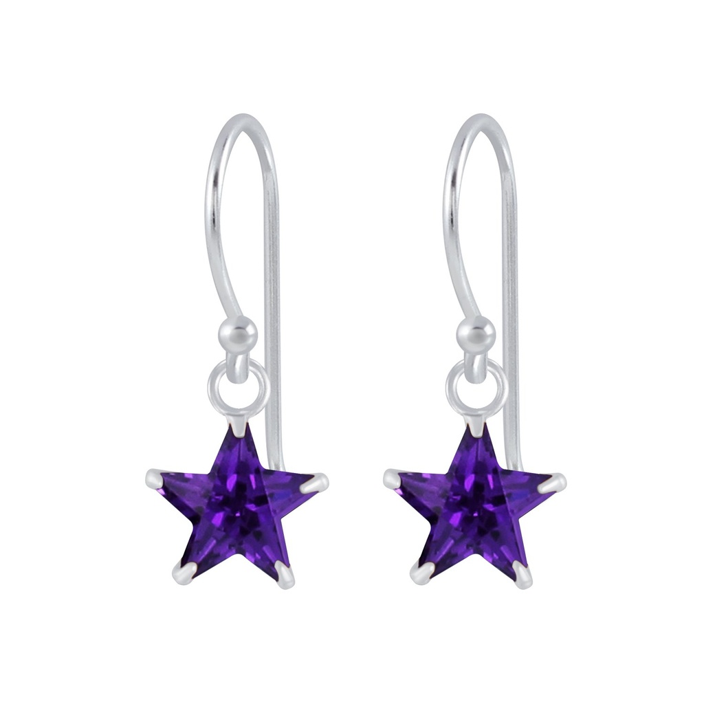 Boucles d'oreilles en argent zircon étoile 6 mm