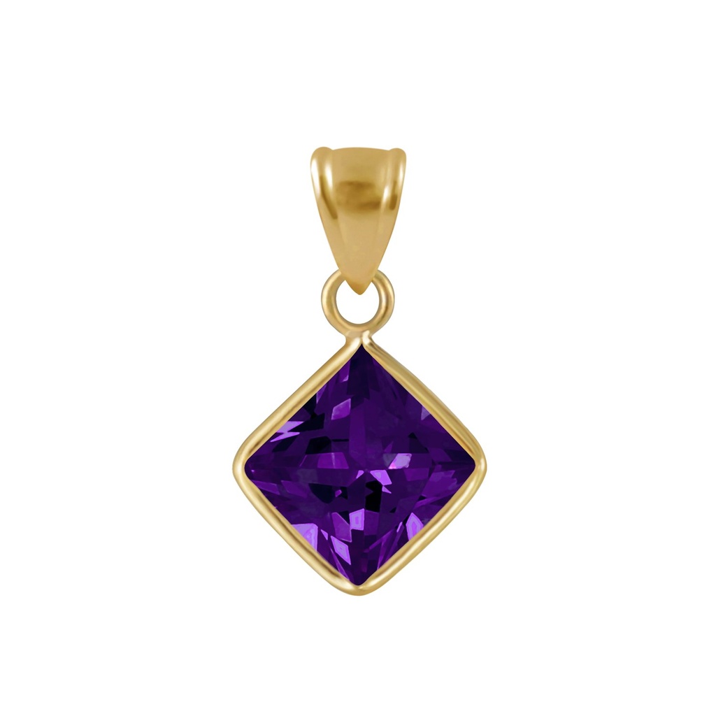 Pendentif en argent zircon carré 8 mm