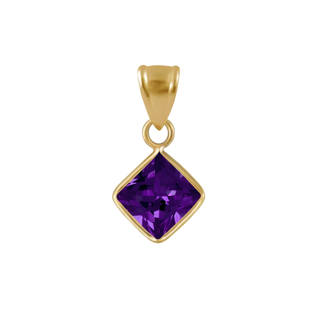 Pendentif en argent zircon carré 6 mm