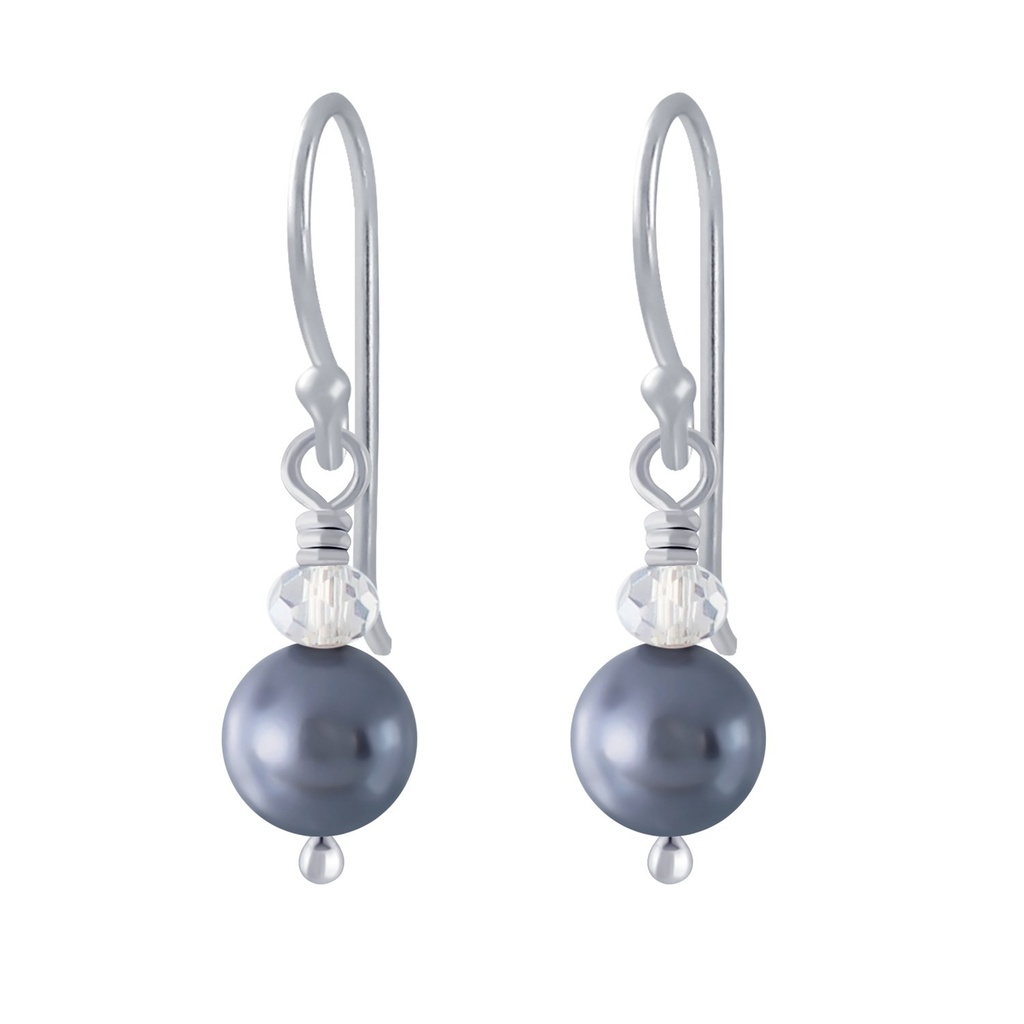 Boucles d'oreilles faite main en argent avec perle pendante