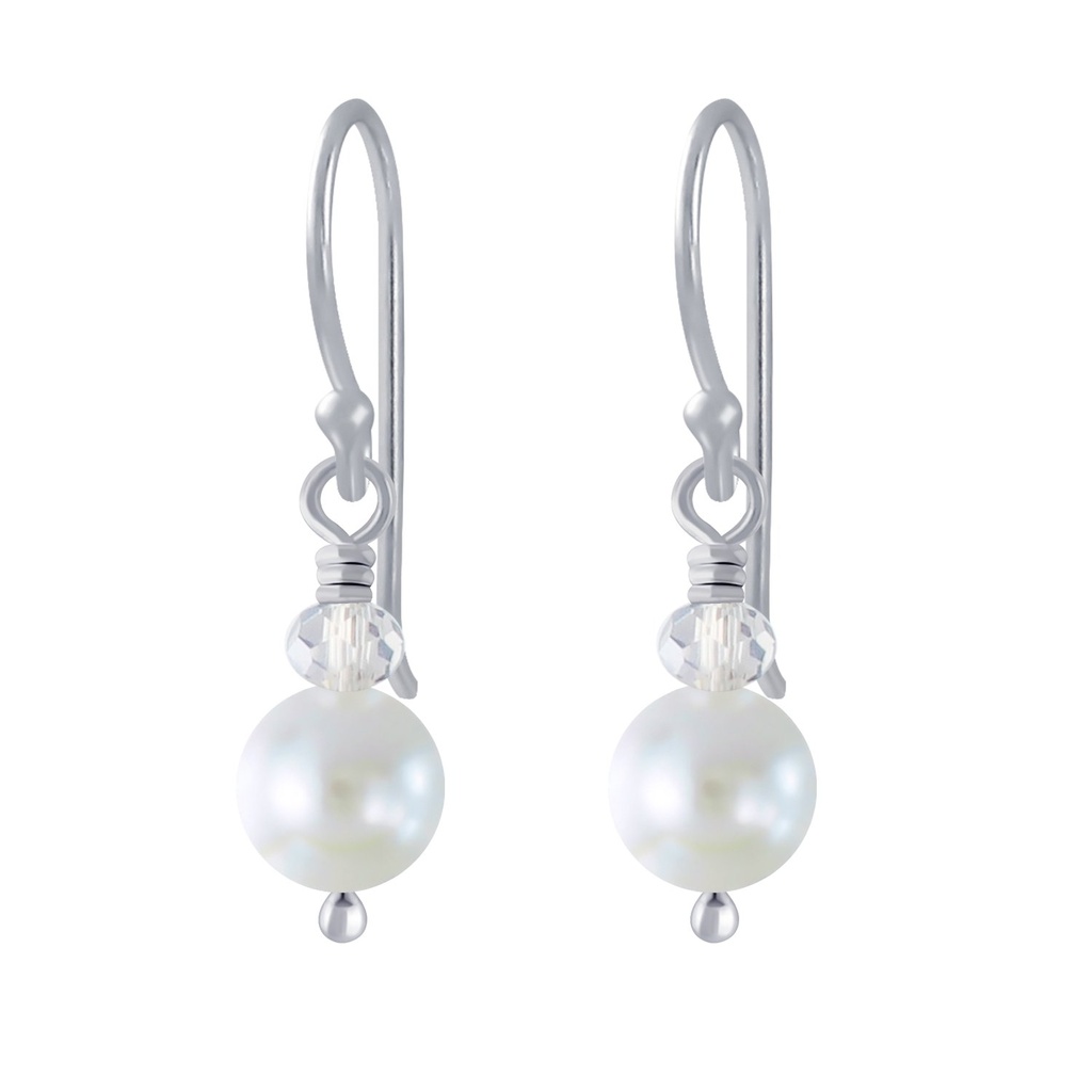 Boucles d'oreilles faite main en argent avec perle pendante