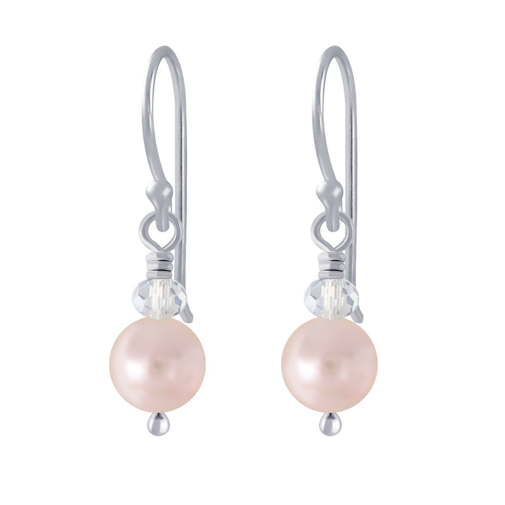 Silver Handmade Earrings With Hanging Pearl