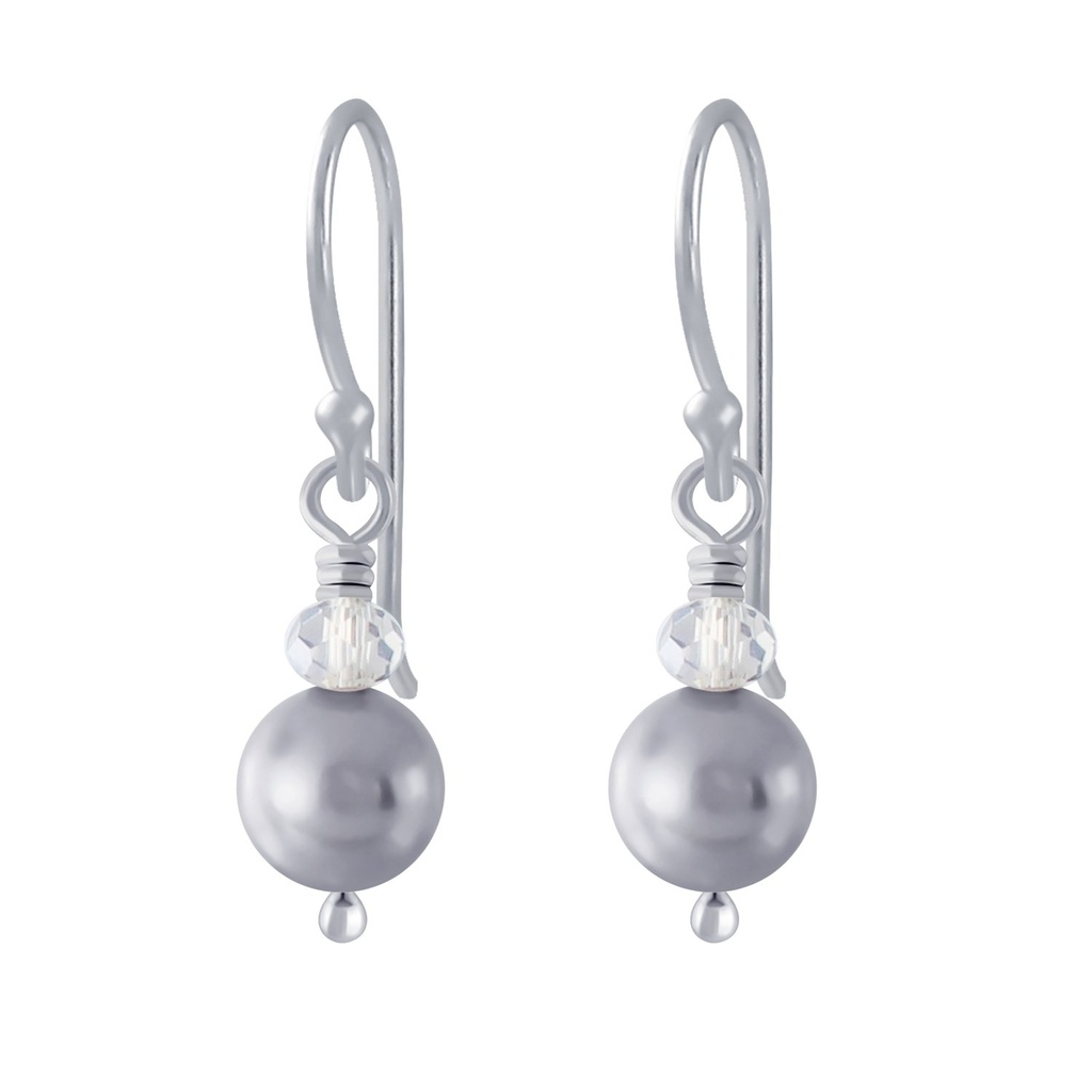 Boucles d'oreilles faite main en argent avec perle pendante