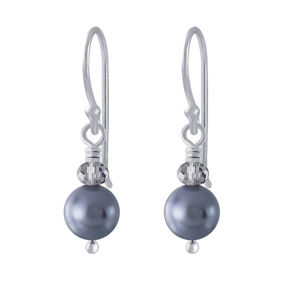 Boucles d'oreilles faite main en argent avec perle pendante