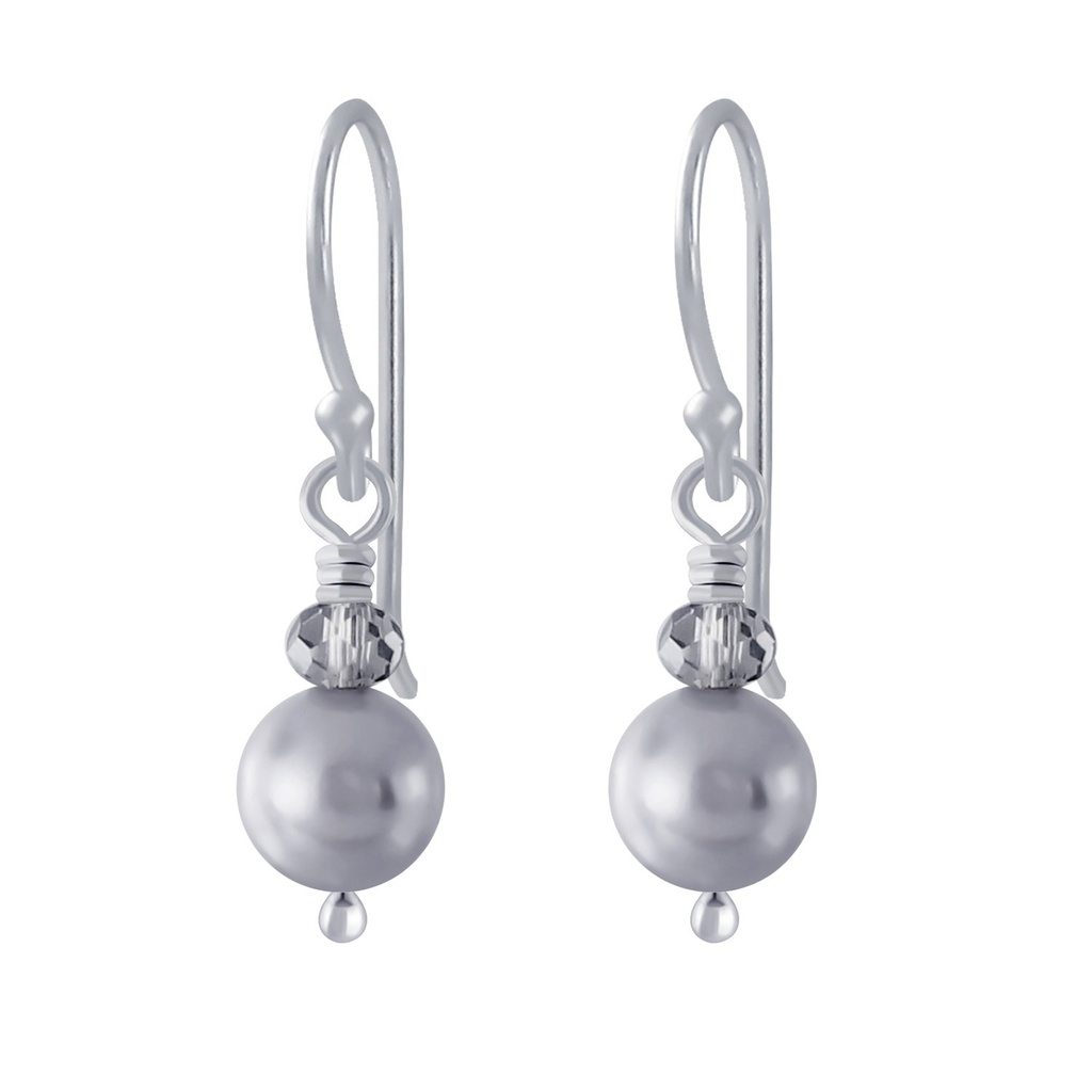 Boucles d'oreilles faite main en argent avec perle pendante
