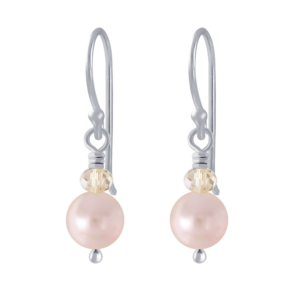 Boucles d'oreilles faite main en argent avec perle pendante