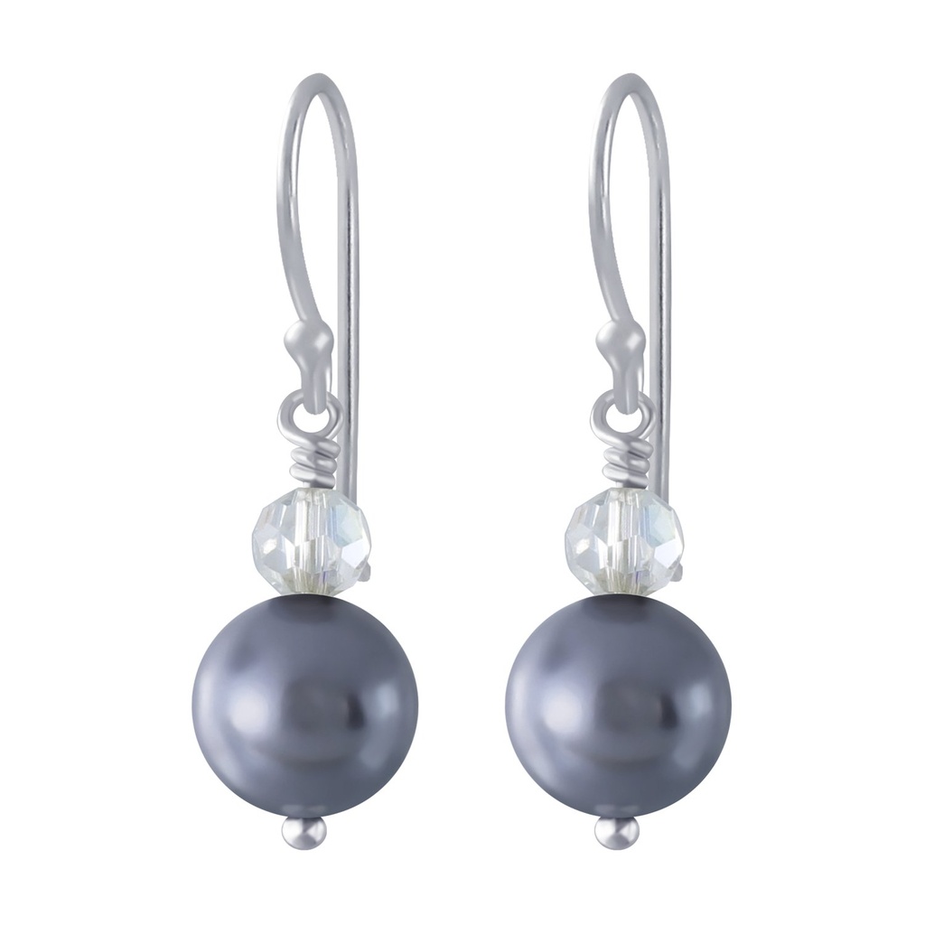 Boucles d'oreilles faite main en argent avec perle pendante