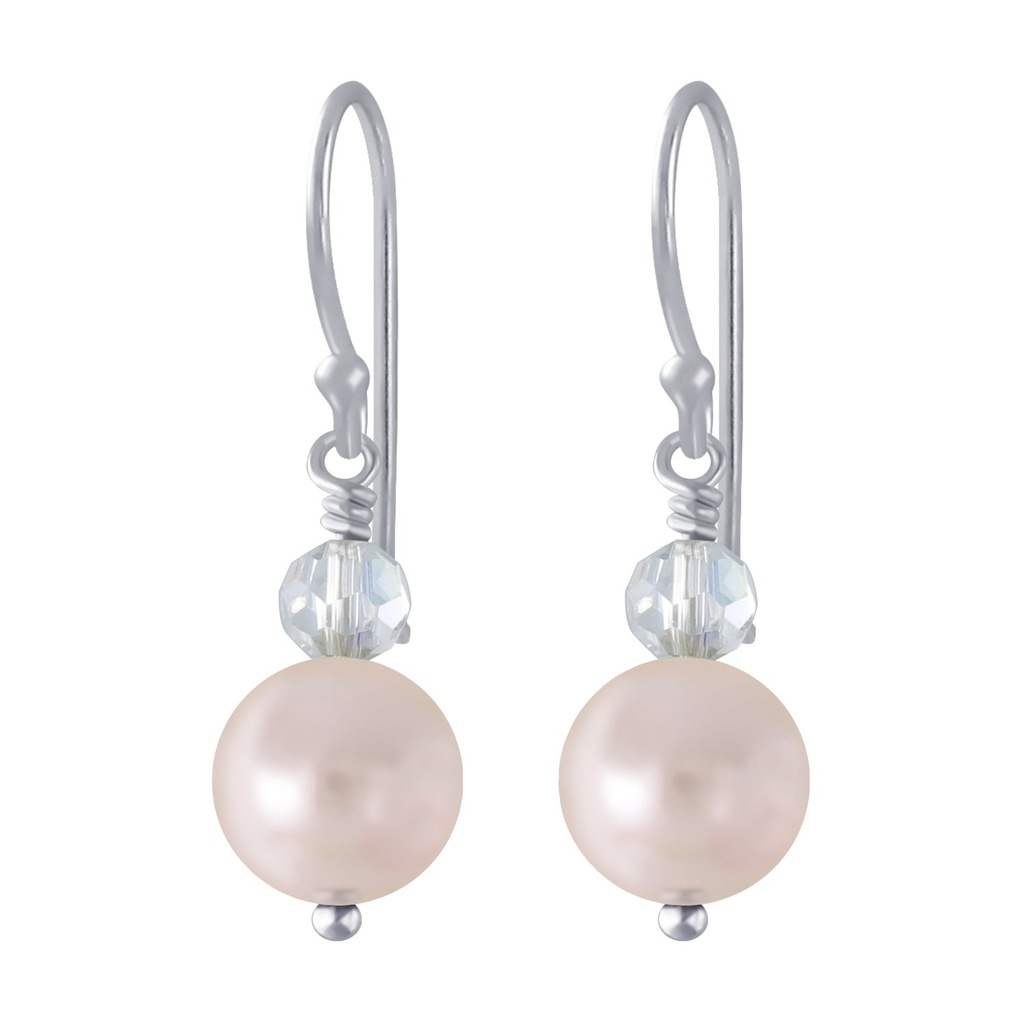 Boucles d'oreilles faite main en argent avec perle pendante