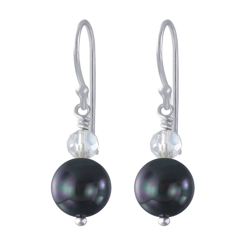 Boucles d'oreilles faite main en argent avec perle pendante