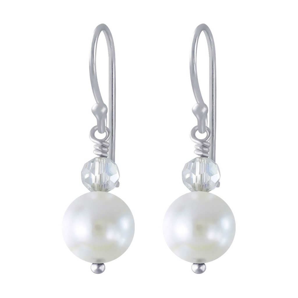 Silver Handmade Earrings With Hanging Pearl