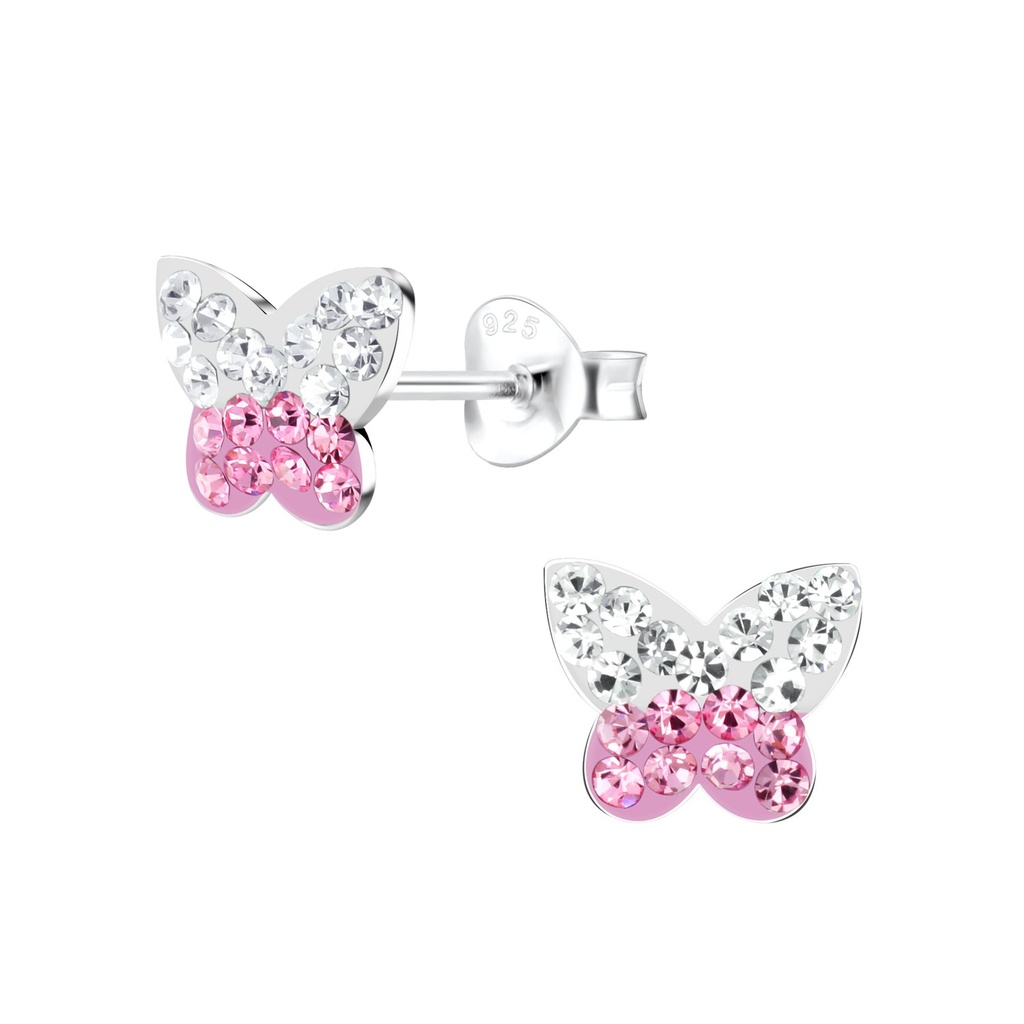 Puces d'oreilles papillon en argent