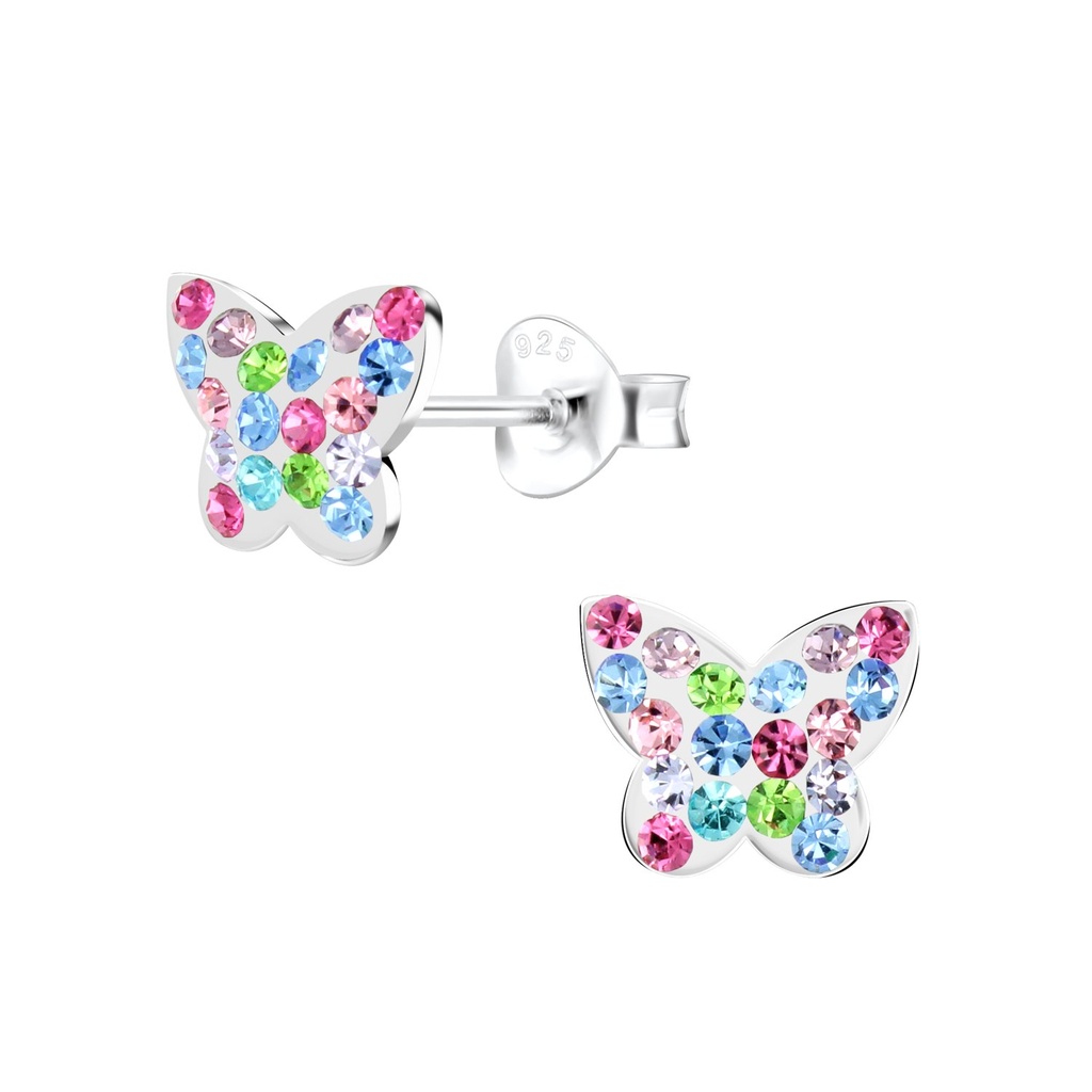 Puces d'oreilles papillon en argent