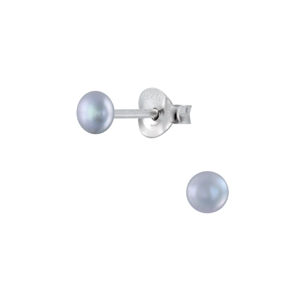 Puces d'oreilles perle d'eau douce en argent 3 mm