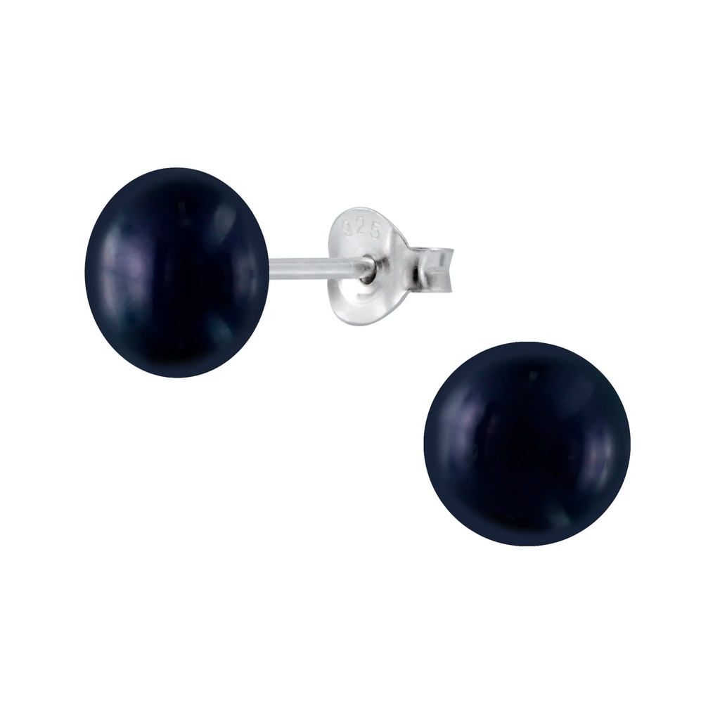 Puces d'oreilles perle d'eau douce en argent 8 mm