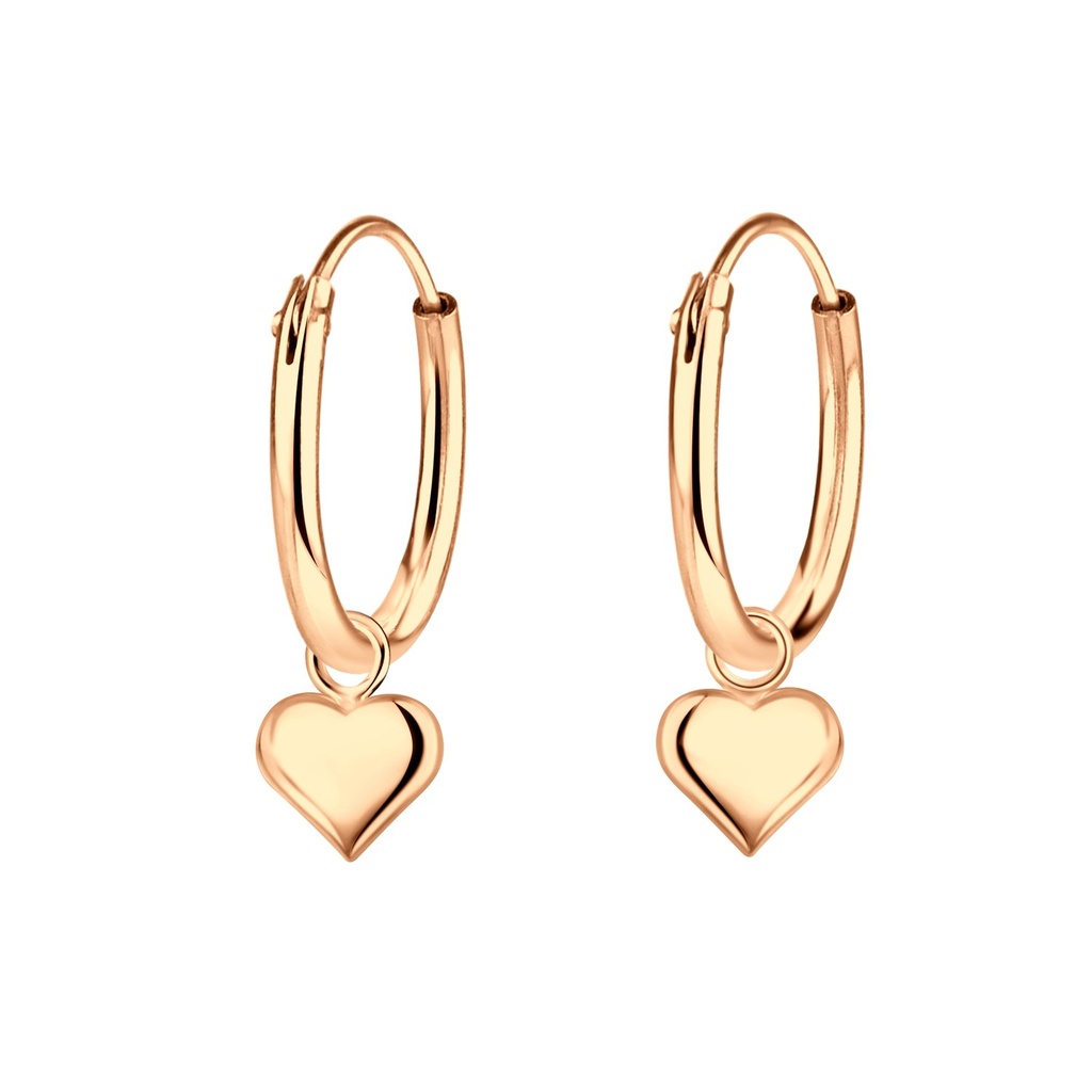 Silver Heart Charm Hoop Earrings