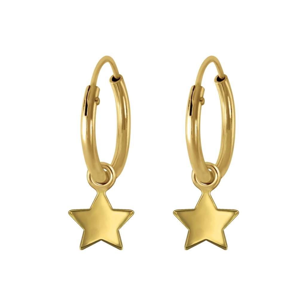 Silver Star Charm Hoop Earrings