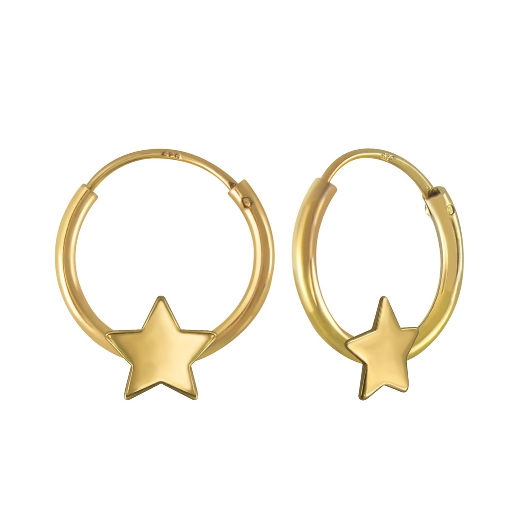 [10001839] Silver Star Hoop Earrings