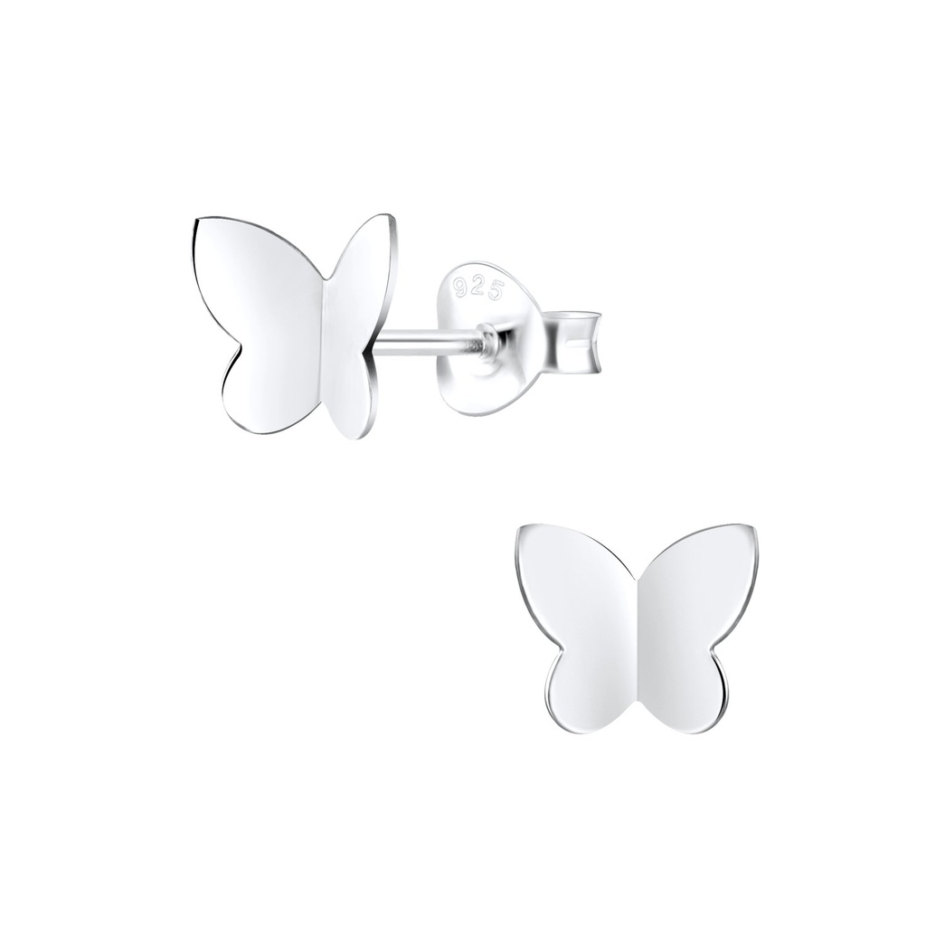 Puces d'oreilles papillon en argent