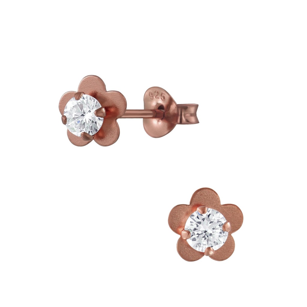 Puces d'oreilles fleur en argent
