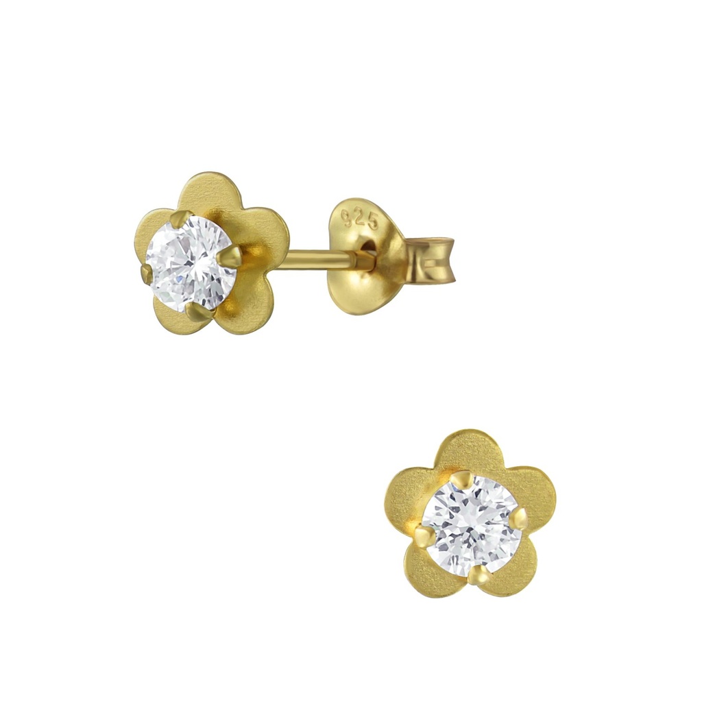 Puces d'oreilles fleur en argent