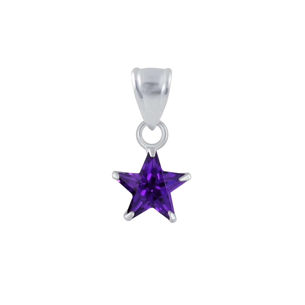 6mm Star Cubic Zirconia Silver Pendant