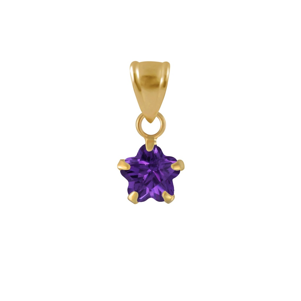 [10001768] 6mm Flower Cubic Zirconia Silver Pendant (Amethyst)
