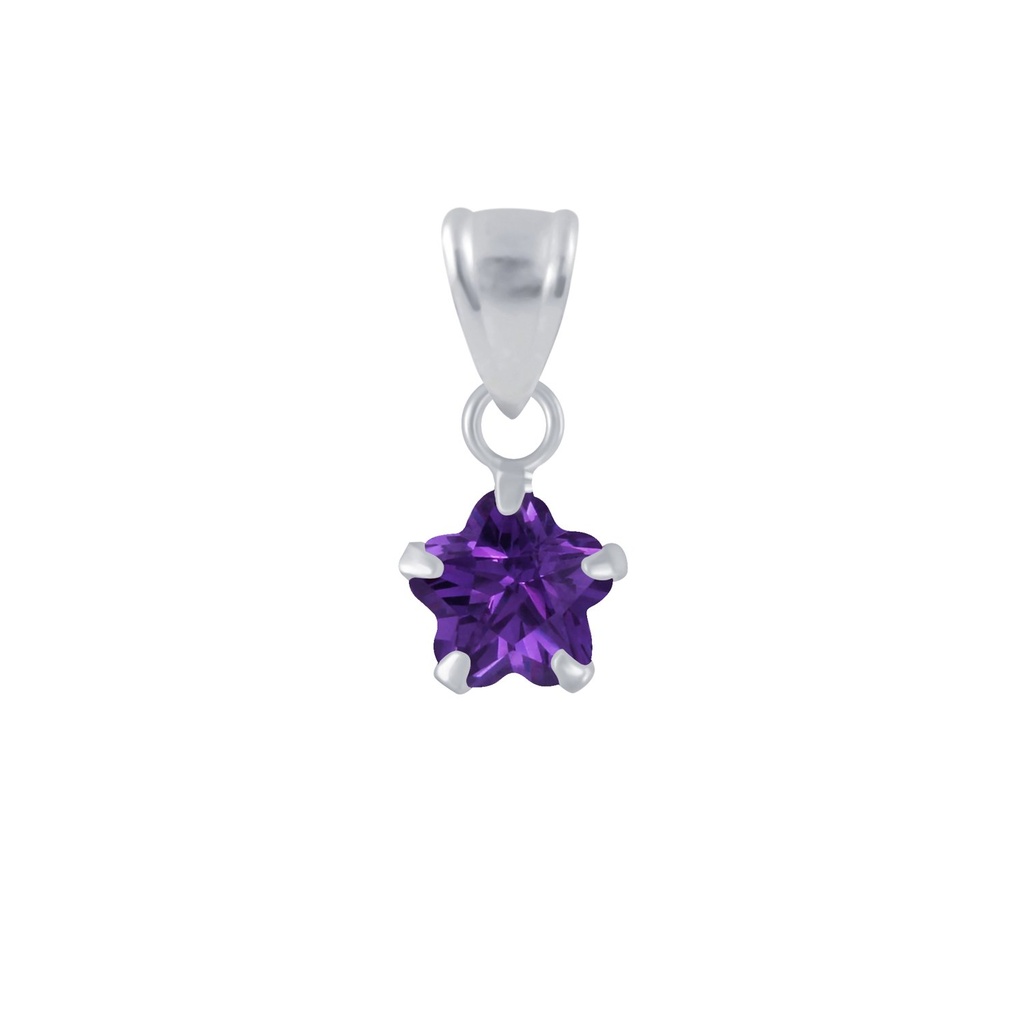[10001761] Pendentif en argent zircon fleur 6 mm (Amethyst)