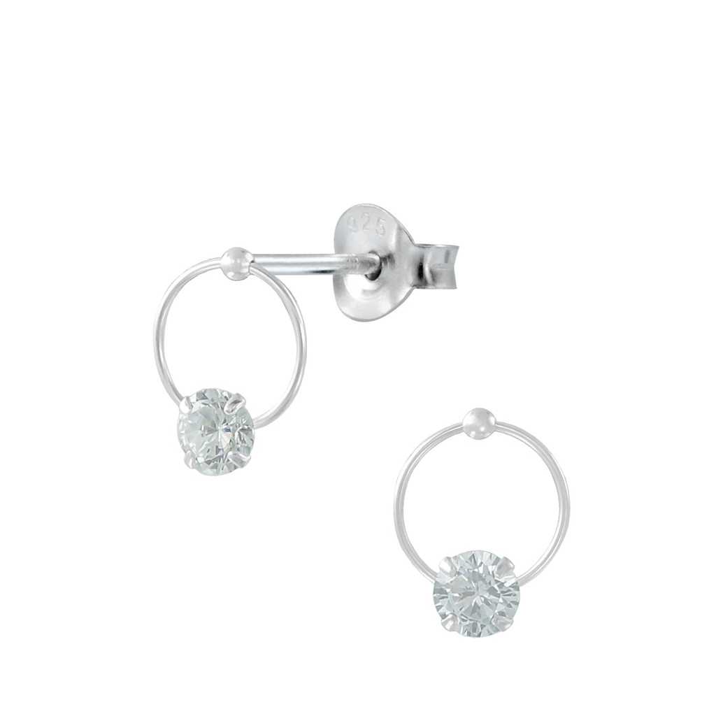 Silver Circle Stud Earrings