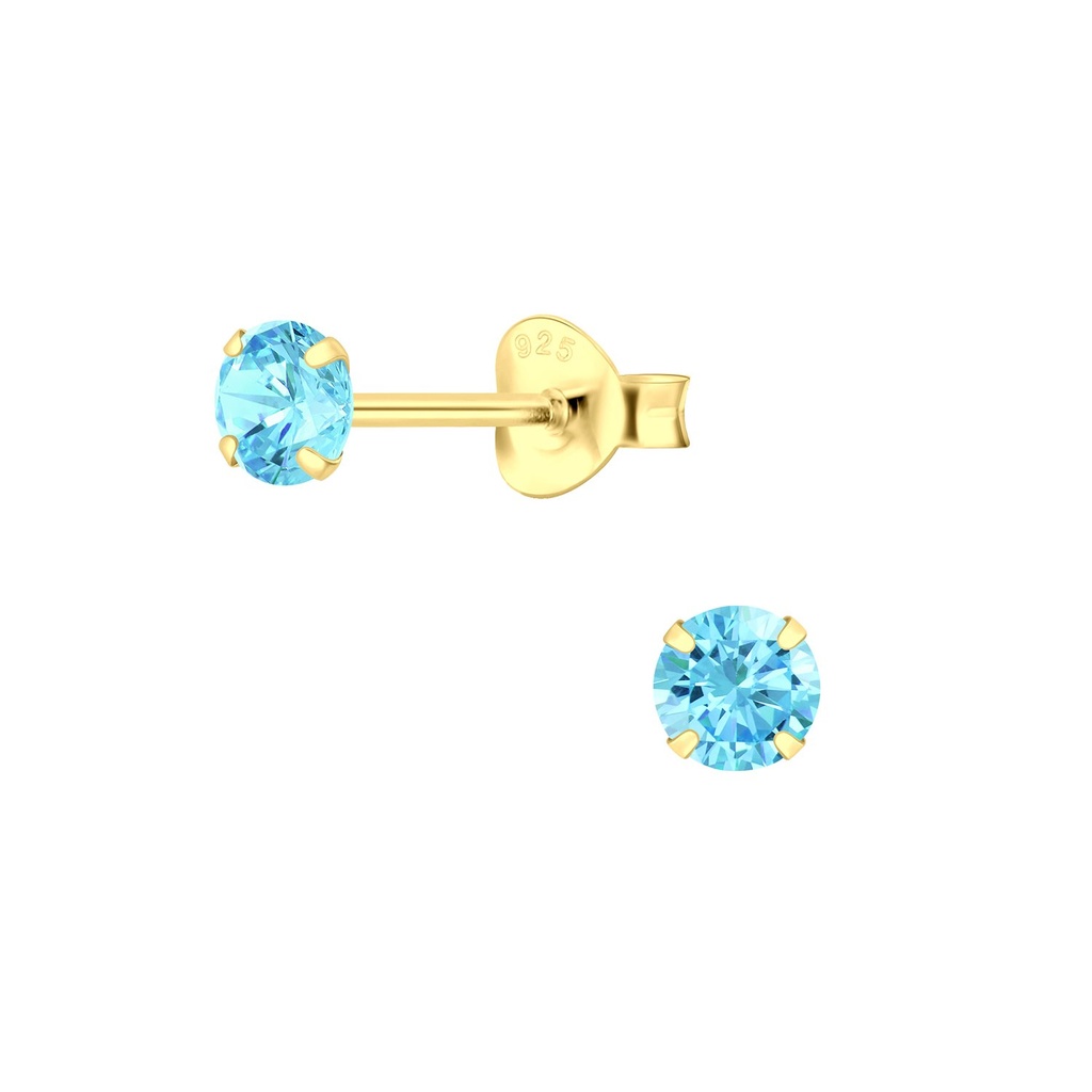 4mm Round Cubic Zirconia Silver Stud Earrings