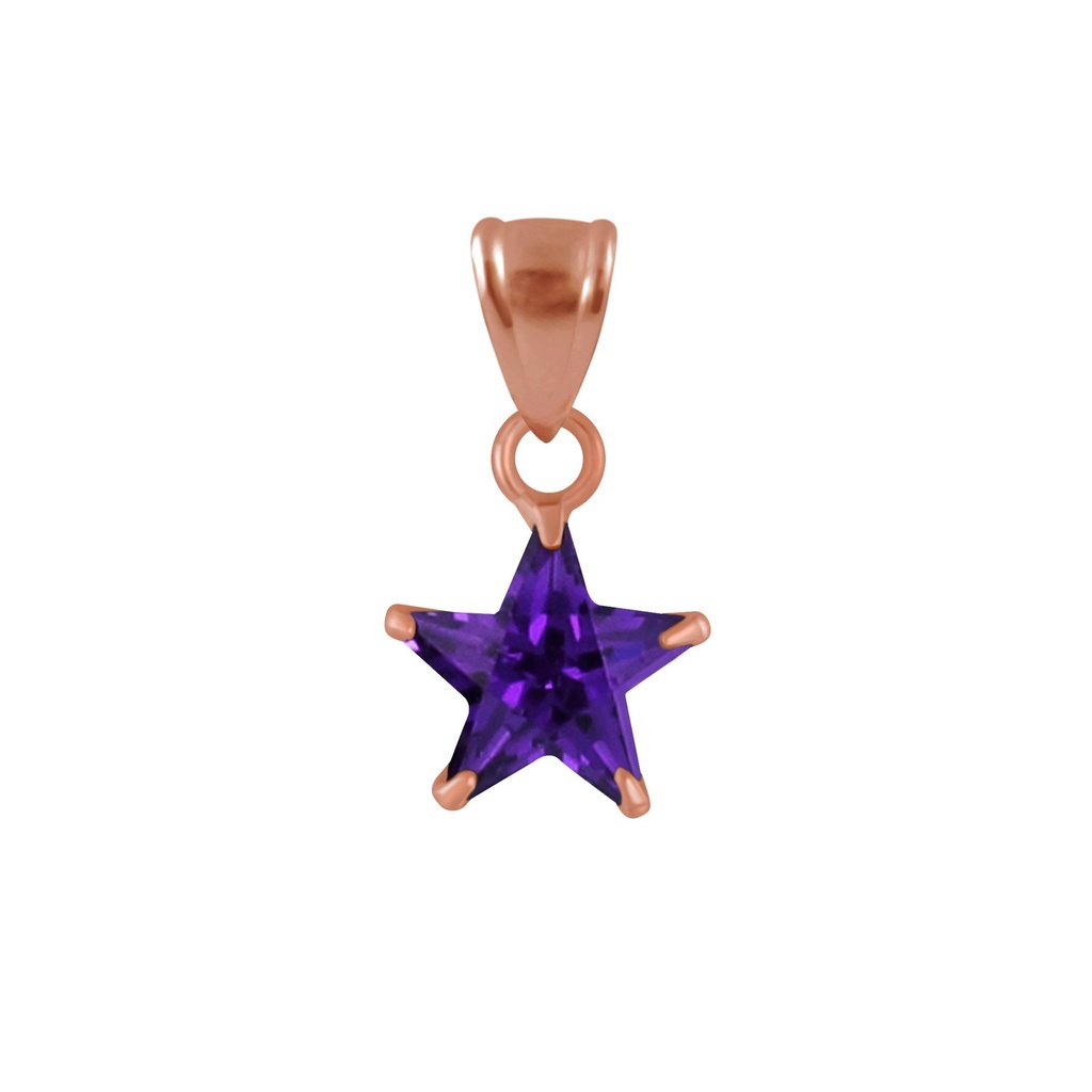 [10001710] 8mm Star Cubic Zirconia Silver Pendant (Amethyst)