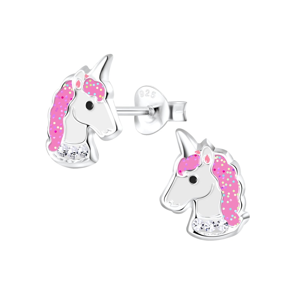 [10001684] Silver Unicorn Stud Earrings