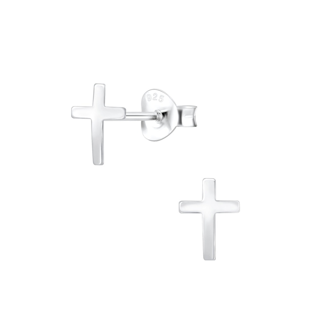Silver Cross Stud Earrings