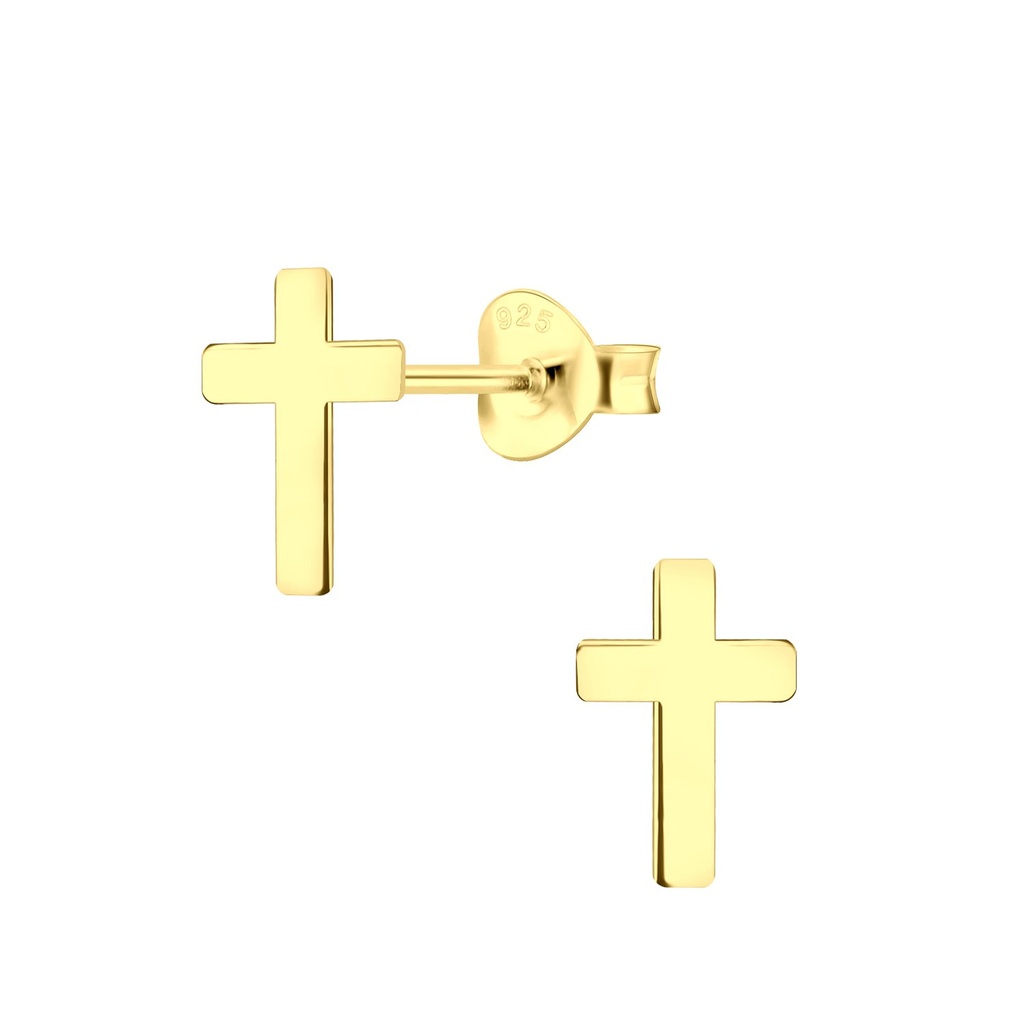 Puces d'oreilles croix en argent