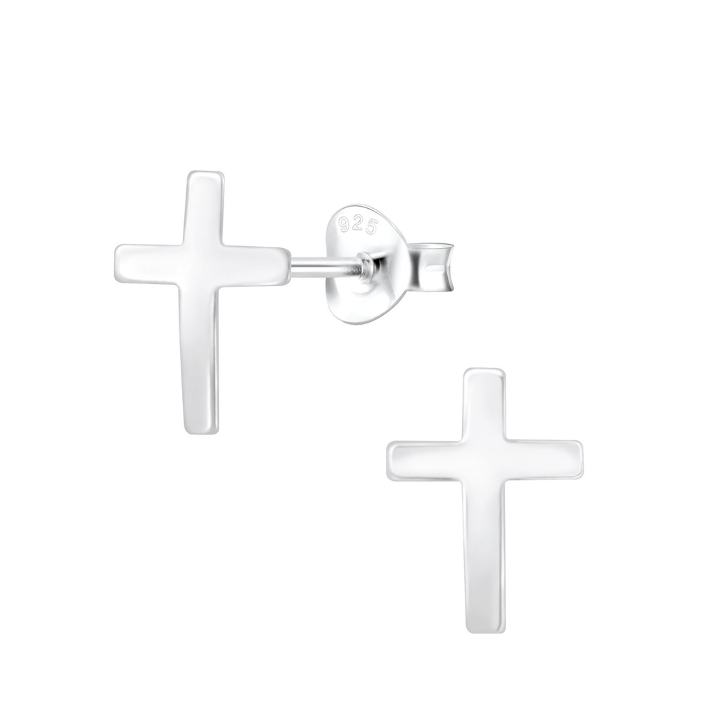 [10001678] Silver Cross Stud Earrings